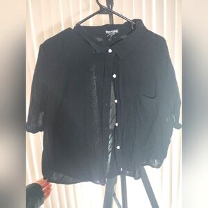 Cropped Black Button Down